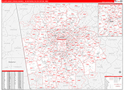 Atlanta-Sandy Springs-Roswell Metro Area Wall Map Red Line Style